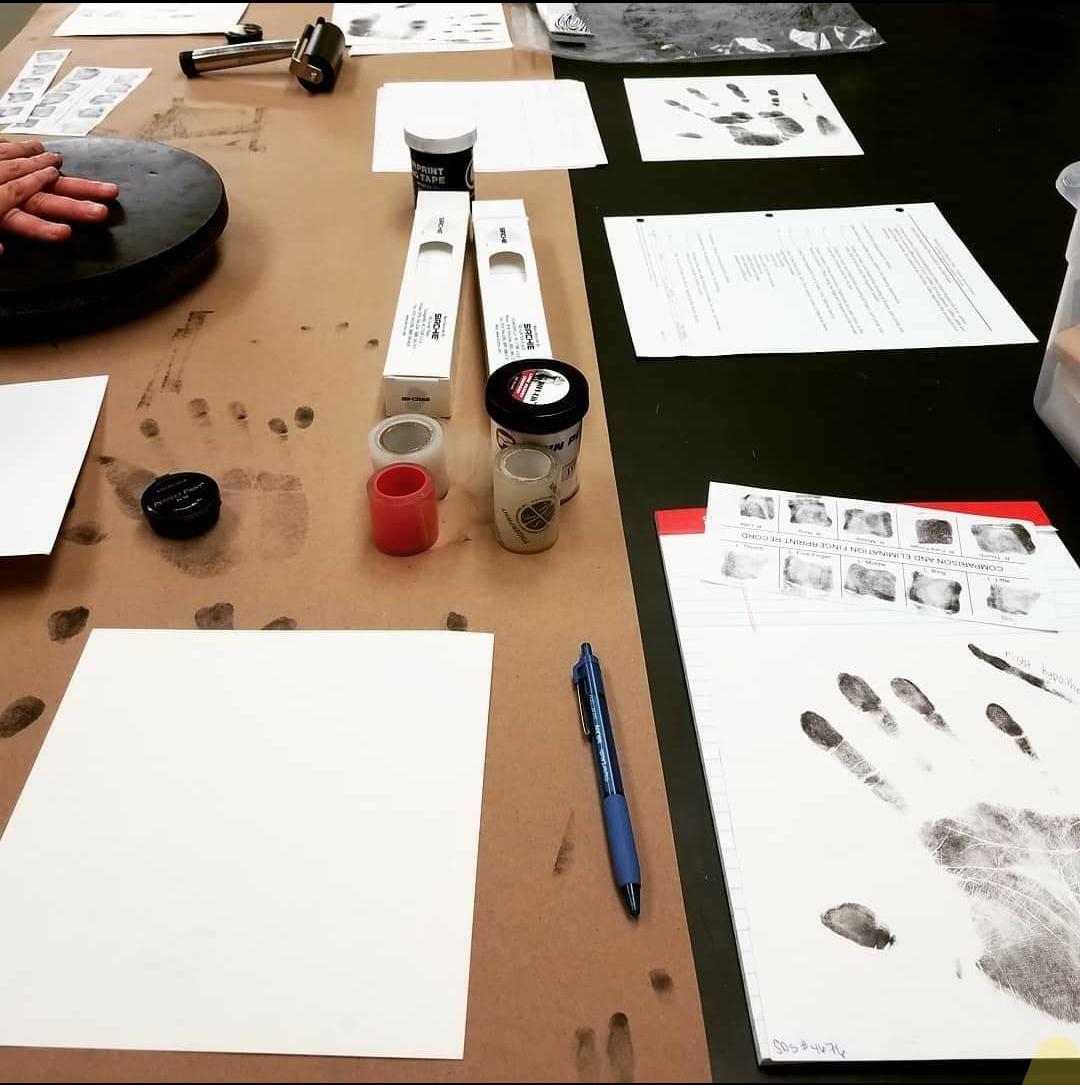 Materials used to collect known fingerprints from a person